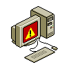 Retro computer with a warning screen